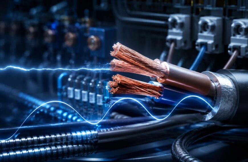 Prąd stały a zmienny – realistyczne przewody elektryczne z efektem energii w tle